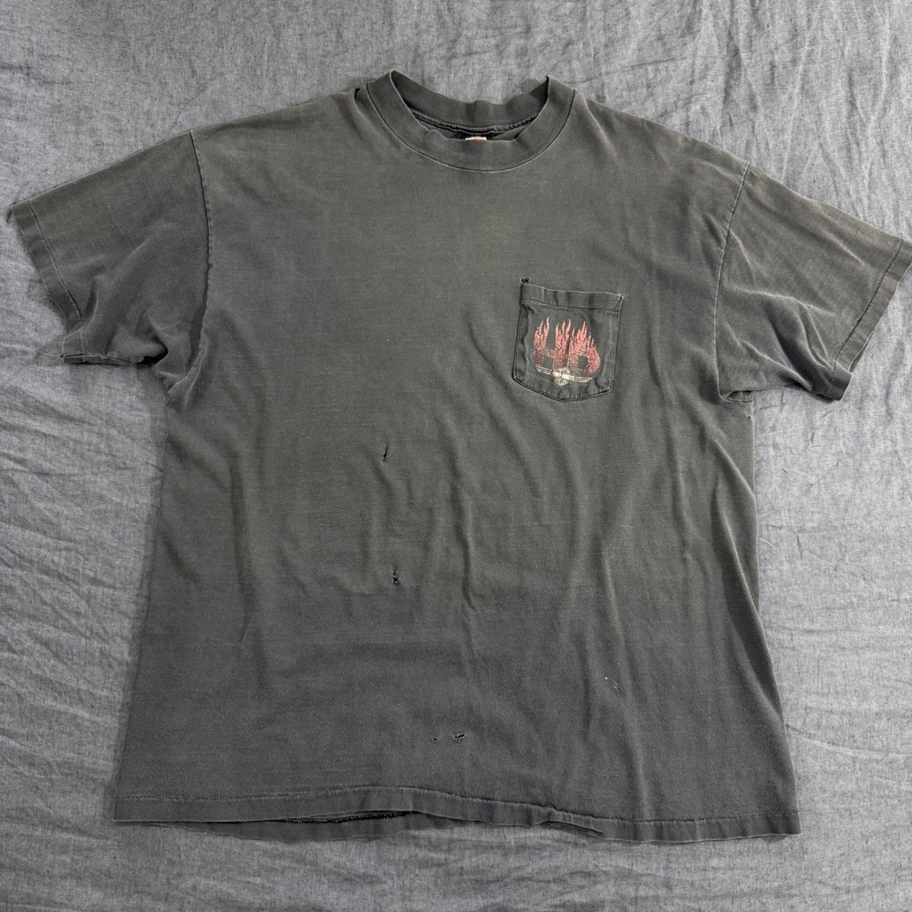 Harley-Davidson T-Shirt XXL Black Vintage Pocket Tee Thrashed